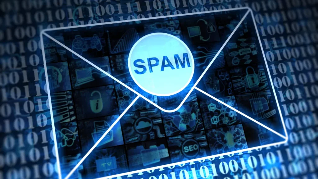 A digital envelope with spam written on top indicating spam emails