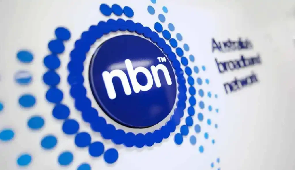 Close-up of the NBN Australia logo representing the nationwide broadband internet network.